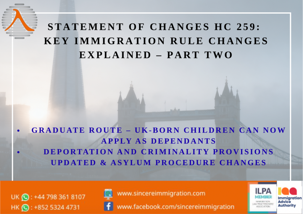 Statement of Changes HC 259: Key Immigration Rule Changes Explained – Part Two
